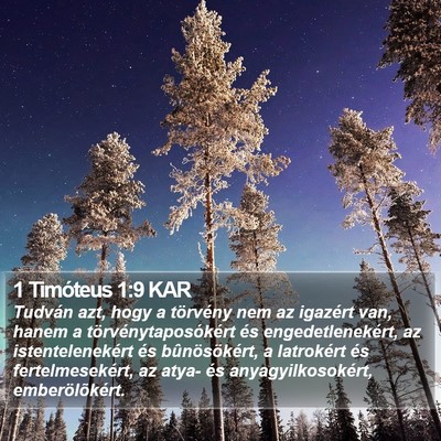 1 Timóteus 1:9 KAR Bible Verse Image
