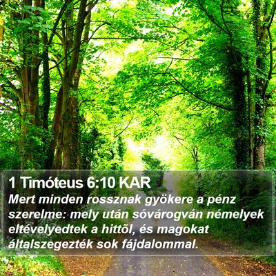 1 Timóteus 6:10 KAR Bible Verse Image