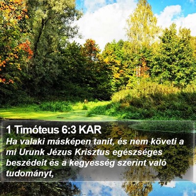 1 Timóteus 6:3 KAR Bible Verse Image