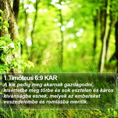 1 Timóteus 6:9 KAR Bible Verse Image