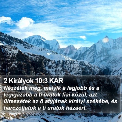 2 Királyok 10:3 KAR Bible Verse Image