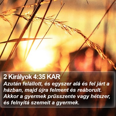 2 Királyok 4:35 KAR Bible Verse Image