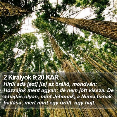 2 Királyok 9:20 KAR Bible Verse Image