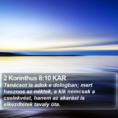 2 Korinthus 8:10 KAR Bible Verse Image