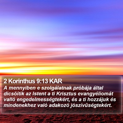 2 Korinthus 9:13 KAR Bible Verse Image