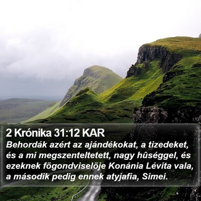 2 Krónika 31:12 KAR Bible Verse Image