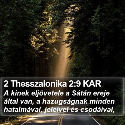 2 Thesszalonika 2:9 KAR Bible Verse Image