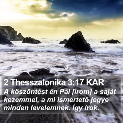 2 Thesszalonika 3:17 KAR Bible Verse Image