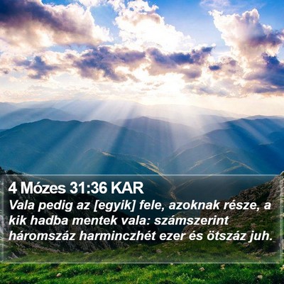 4 Mózes 31:36 KAR Bible Verse Image