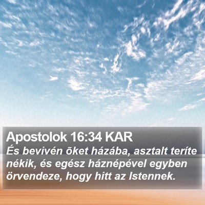 Apostolok 16:34 KAR Bible Verse Image