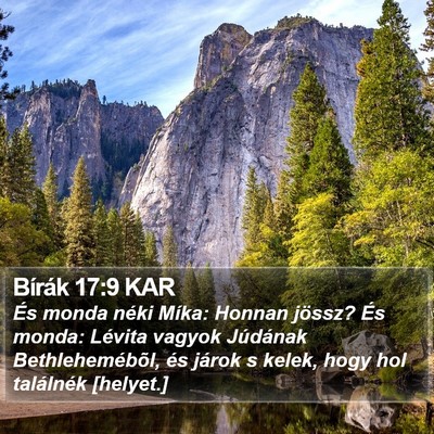 Bírák 17:9 KAR Bible Verse Image
