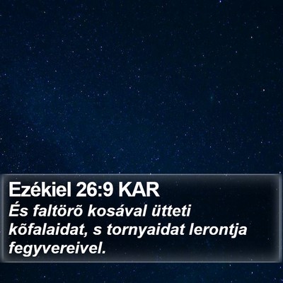Ezékiel 26:9 KAR Bible Verse Image