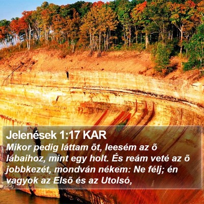 Jelenések 1:17 KAR Bible Verse Image
