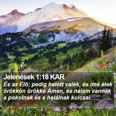 Jelenések 1:18 KAR Bible Verse Image