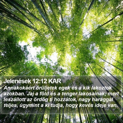 Jelenések 12:12 KAR Bible Verse Image