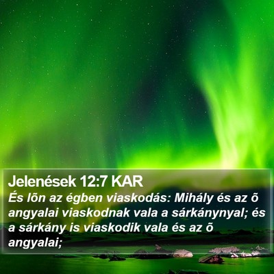 Jelenések 12:7 KAR Bible Verse Image