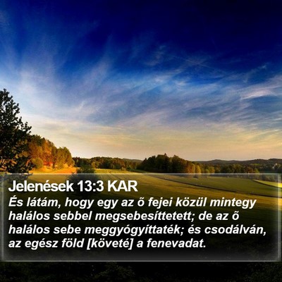 Jelenések 13:3 KAR Bible Verse Image