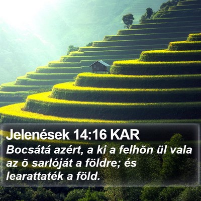 Jelenések 14:16 KAR Bible Verse Image