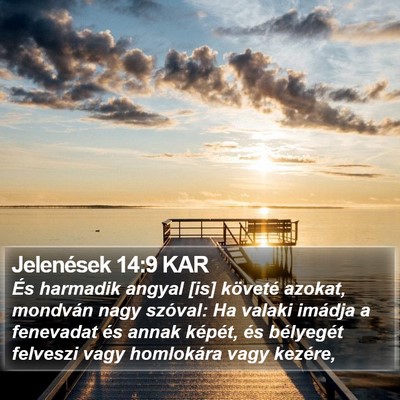 Jelenések 14:9 KAR Bible Verse Image