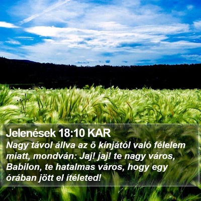 Jelenések 18:10 KAR Bible Verse Image