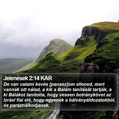 Jelenések 2:14 KAR Bible Verse Image