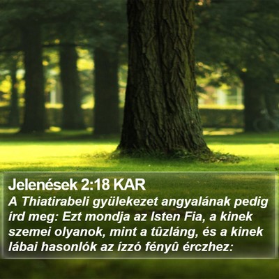 Jelenések 2:18 KAR Bible Verse Image