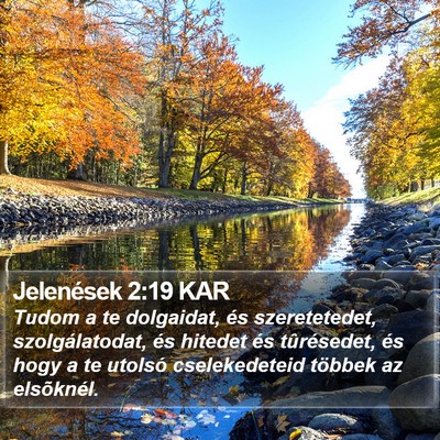 Jelenések 2:19 KAR Bible Verse Image