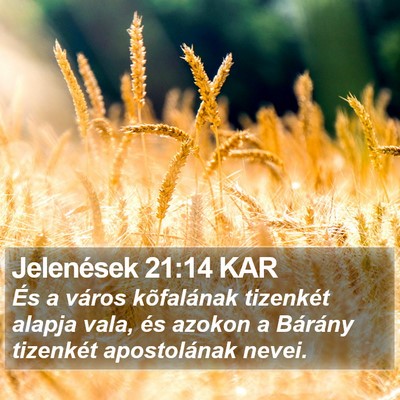 Jelenések 21:14 KAR Bible Verse Image