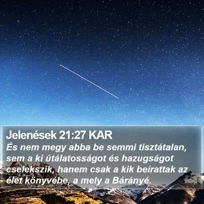 Jelenések 21:27 KAR Bible Verse Image