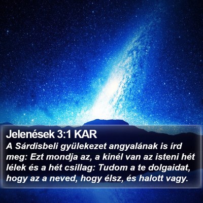 Jelenések 3:1 KAR Bible Verse Image
