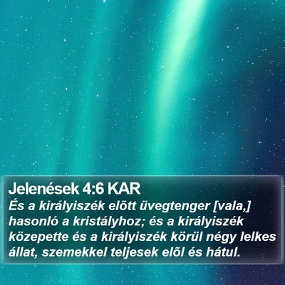 Jelenések 4:6 KAR Bible Verse Image