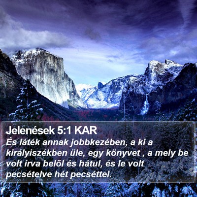 Jelenések 5:1 KAR Bible Verse Image