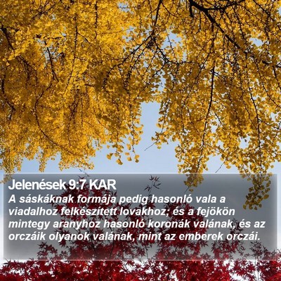 Jelenések 9:7 KAR Bible Verse Image