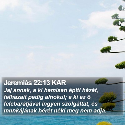 Jeremiás 22:13 KAR Bible Verse Image