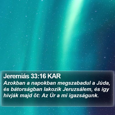 Jeremiás 33:16 KAR Bible Verse Image