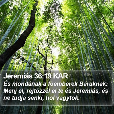 Jeremiás 36:19 KAR Bible Verse Image