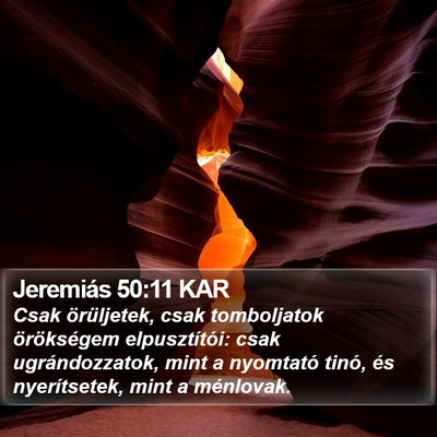 Jeremiás 50:11 KAR Bible Verse Image