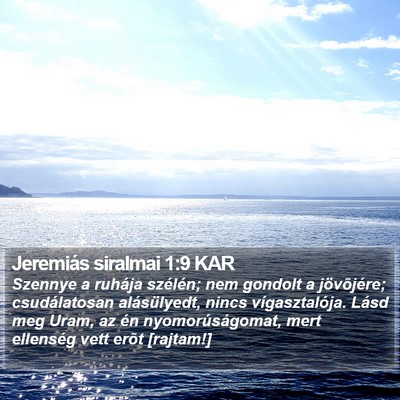 Jeremiás siralmai 1:9 KAR Bible Verse Image