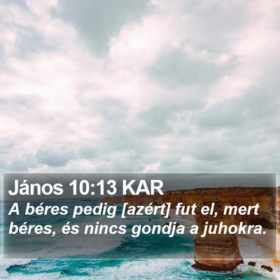 János 10:13 KAR Bible Verse Image