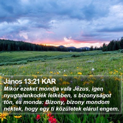 János 13:21 KAR Bible Verse Image