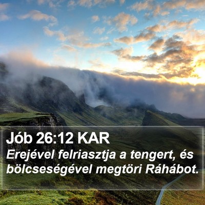 Jób 26:12 KAR Bible Verse Image