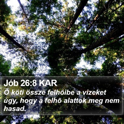 Jób 26:8 KAR Bible Verse Image
