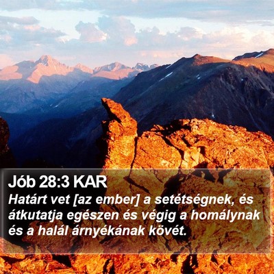 Jób 28:3 KAR Bible Verse Image