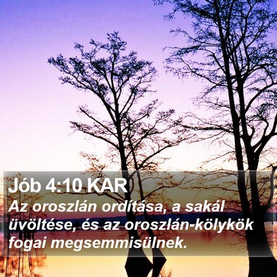 Jób 4:10 KAR Bible Verse Image