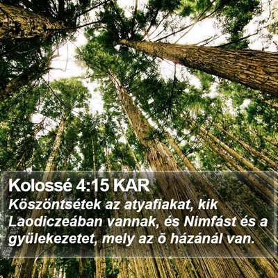 Kolossé 4:15 KAR Bible Verse Image