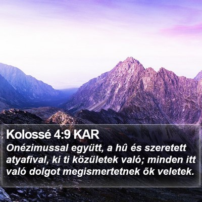 Kolossé 4:9 KAR Bible Verse Image