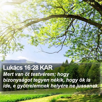 Lukács 16:28 KAR Bible Verse Image