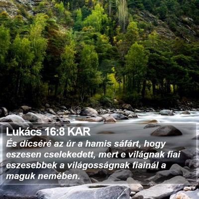 Lukács 16:8 KAR Bible Verse Image