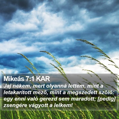 Mikeás 7:1 KAR Bible Verse Image