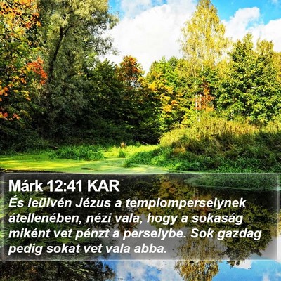 Márk 12:41 KAR Bible Verse Image